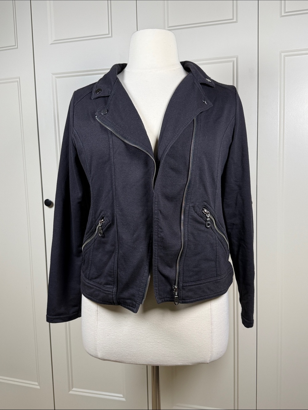 Relativity Black Zip-Up Soft Moto Jacket Size 1X